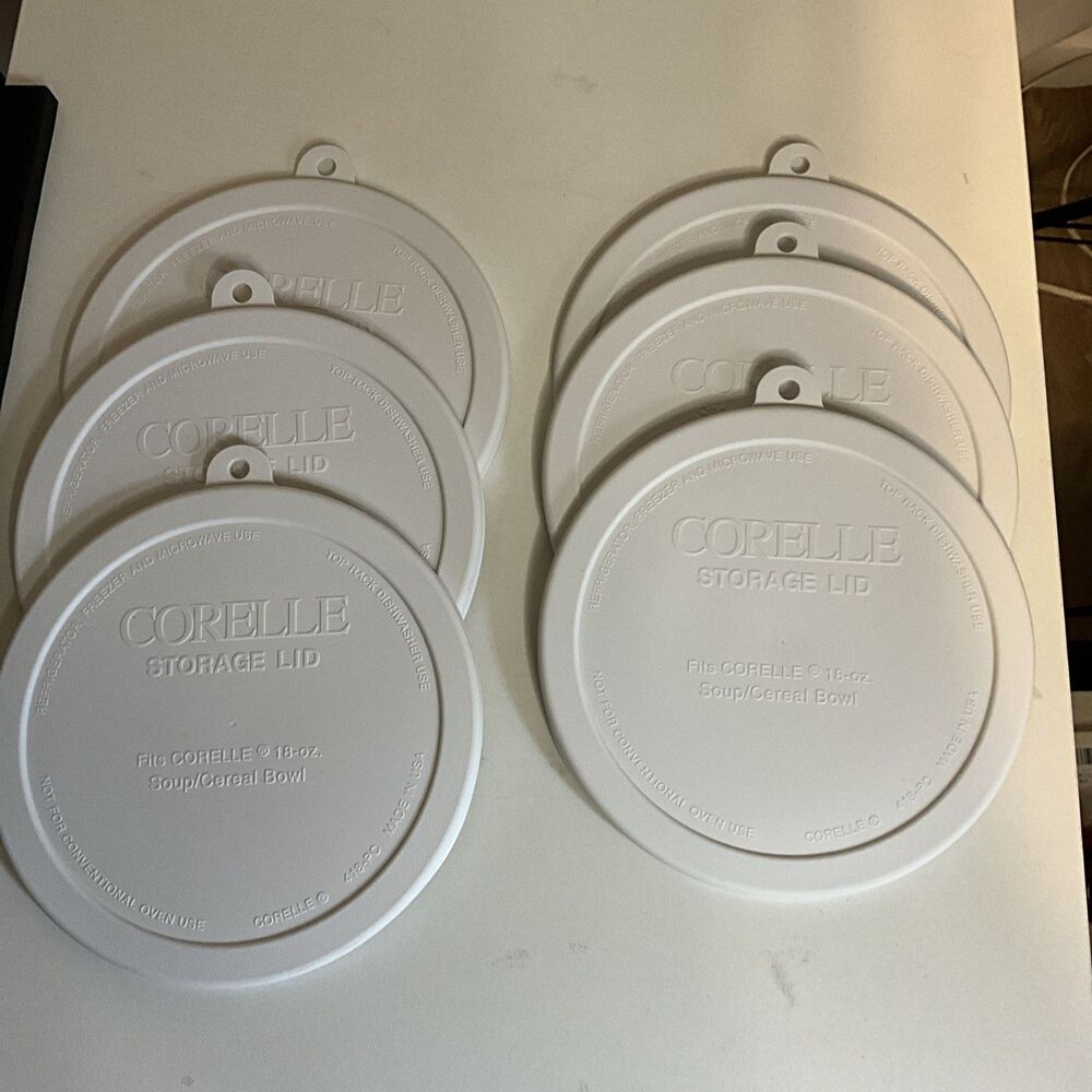 6 CORELLE Plastic Storage 18 oz Cereal Bowl 418-PC Replacement Lids 6-1/4" wide